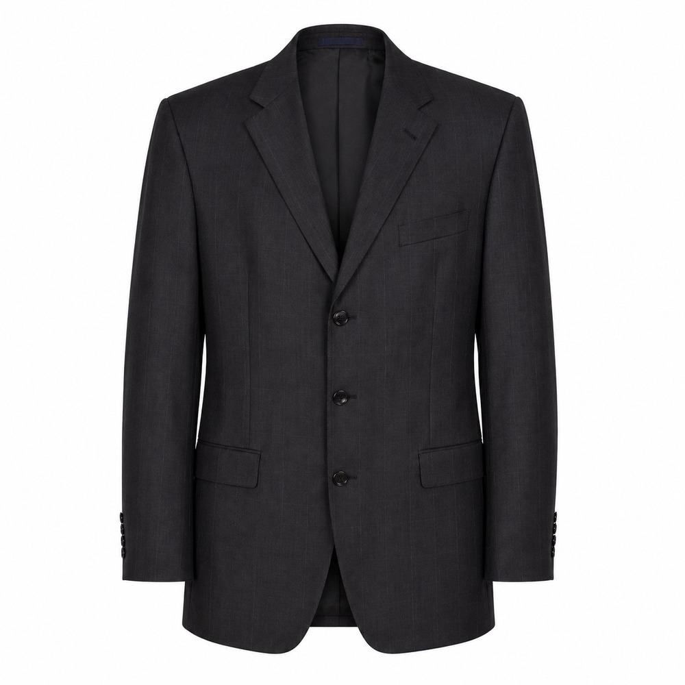 Daniel Cremieux Blazer 46L Charcoal Loro Piana Wool Windowpane Suit Jacket